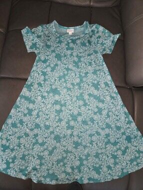 LuLaRoe t-shirt dress in seafoam green with floral design